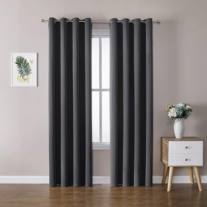 ChrisDowa Blackout Curtains 108 Inches Long 2 Panels Set for Living Room, Grommet Thermal Insulated Room Darkening Curtains for Bedroom (Dark Grey, 52 x 108 Inch)