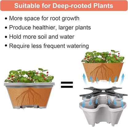 Vertical Planter 7 Tier Stackable Planters Garden Planters Strawberry Herb Flower and Vegetable Planter Indoor Outdoor Gardening Pots with Removable Wheels and Tools 2-Pack