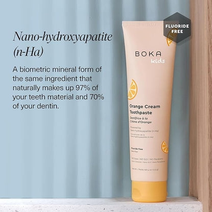 Boka Fluoride Free Toothpaste Nano Hydroxyapatite Toothpaste - Orange Cream Flavor, 4 oz 1Pk US Manufactured