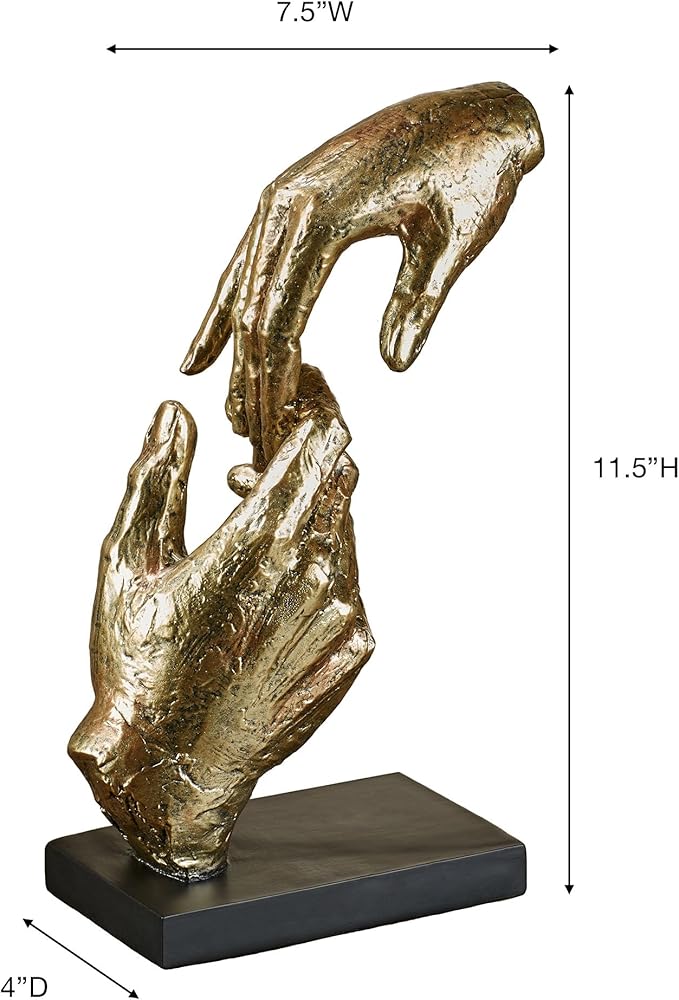 Touch of Class Loving Hands Table Sculpture - Gold - Made of Resin - Contemporary Art Statue - Sign of Love Decor - Modern Hand Statues and Sculptures for Home Desk, Living Room - 11.5 Inches High