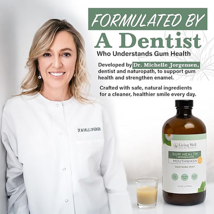 Remineralizing + Gum Health Mouthwash – Soothing Mint | Hydroxyapatite, Colloidal Silver | Alcohol-Free, Fluoride-Free, Fresh Breath Support