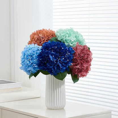 8Pcs Fake Flowers Silk Hydrangea Artificial Flowers Bouquets Faux Hydrangea Stems for Home Table Centerpieces Wedding Party Decoration