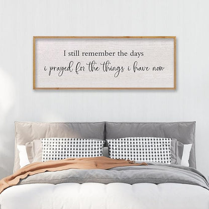 LuZhiQiang I Still Remember The Days I Prayed Sign Bible Verse Christian Wall Decor 40"X15" for Scripture Religious Family Living Room Holy Catholic God Jesus Christ Prayer Home Wall Art (Wood)