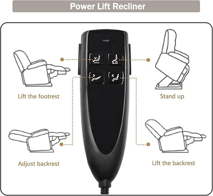 Dual Motor Power Lift Chair Recliners, 180°Lay Flat Sleeping Recliner Chairs for Elderly with Heat Massage, Spacious Seat, Cup Holders, Side Pockets, Lumbar Pillow, Up to 400LBS