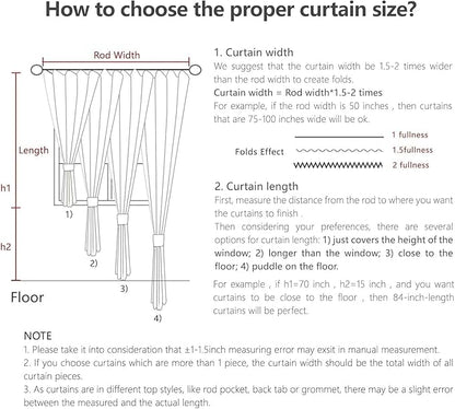 Joydeco Linen Curtains 90 Inch Length 2 Panel Sets,Light Filtering Curtains for Bedroom 100 Inch Wide Living Room Drapes with Back Tabs & Rod Pockets (W100 x L90 Inch, Beige)