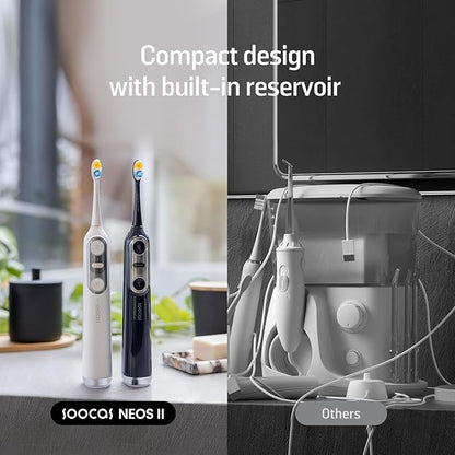 Soocas NEOS II Refresh Set - Electric Toothbrush with Water Flosser, Sonic Electric Toothbrush for Adults, Portable for Travel, Deep Clean for Implants & Braces, Healthier Gums, Pearl White