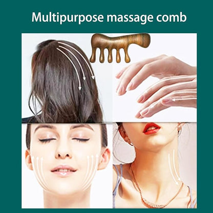 Wood Gua Sha Massage Tools Set,Scraping Scalp Massage Comb,Natural Wooden Gua Sha Tool,Scraping Tool. (Handle Wooden Comb)