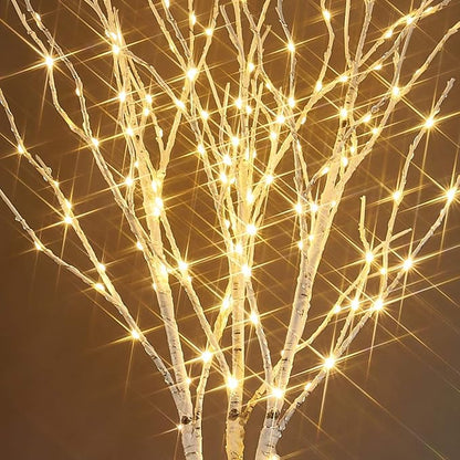 Fudios Lighted Branches 150 LED Fairy Lights with Timer 32in Plug in, Electric Lit White Birch Twigs for Vase Christmas Inside Outside Decor 1 Set