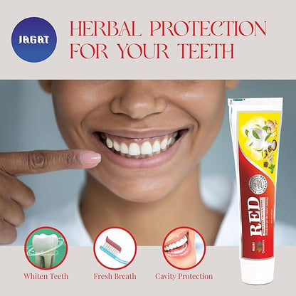 Jagat Devsutra Ayurvedic Herbal Red Toothpaste for Teeth Whitening & Cold Breath - 100% Natural Formula, No Fluoride & Artificial Colours - Pack of 2 (4.4 OZ Tubes) Try Once