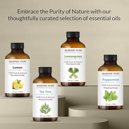 Majestic Pure Eucalyptus Essential Oil with Glass Dropper - Huge 4 Fl Oz - 100% Pure and Natural Eucalyptus Oil - Premium Grade Essential Oils for Diffuser, Aromatherapy, Soap and Candle Making