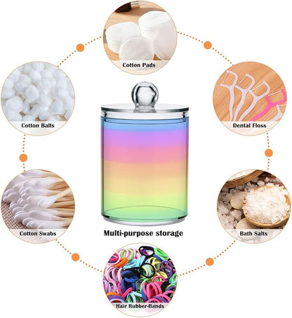 Rainbow Pastel 2PC Airtight Transparent Plastic Storage Jar Food Storage Container Plastic for Food Herbs Tea etc with Storage Lid easy to use and clean With lid Easy To Use