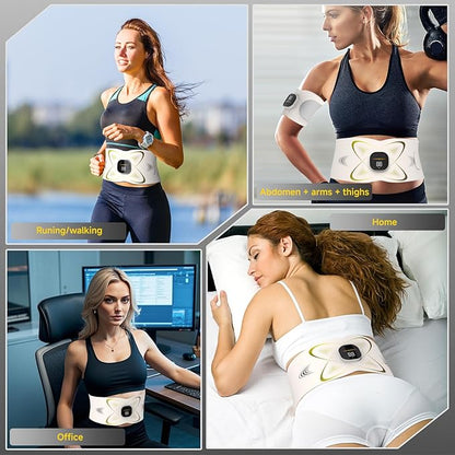Abs Stimulator Abdominal, ab Belt Muscle Stimulator with Heat for Belly Fat Loss, Stomach Cellulite Melting, Postpartum Care Smooth & Firming, Lower Back Massager for Pain Relief Women Men Gifts