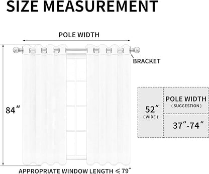 Easy-Going Curtains for Bedroom, Solid Thermal Insulated Grommet and Noise Reduction Window Drapes, Room Darkening Curtains for Living Room, 2 Panels (52x84 in,White)