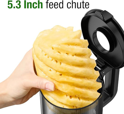 Juicer Machines, TUUMIIST Cold Press Juicer with 5.3" Extra Large Feed Chute Fit Whole Fruits & Vegetables Easy to Clean, High Juice Yield, BPA Free (White)