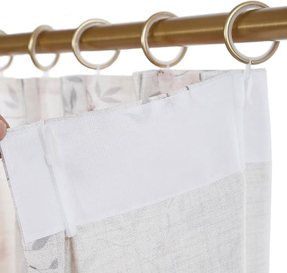 Pink Floral Pinch Pleated Linen Curtains - 2 Panels of Privacy Light-Filtering Printed Curtains Suitable for Dining Rooms and Farmhouses.52 Inches Wide by 92 Inches Long
