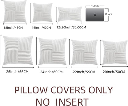 Fancy Homi 2 Packs Pure White Decorative Throw Pillow Covers 20x20 Inch for Living Room Couch Bed Sofa, Rustic Farmhouse Boho Home Decor, Soft Corss Corduroy Patchwork Accent Cushion Case 50x50 cm