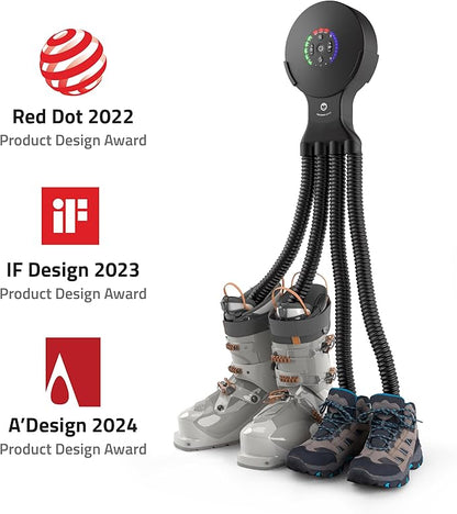 Hedgehog Octopus Portable Heavy Ski Boot Dryer for Work Boots and Shoes, Wall Mounted Fast 2 Pair Shoe Dryer Fan Dries in Minutes, Removes Sweat & Odor, Tornado Mode, Adjustable Heat, Black