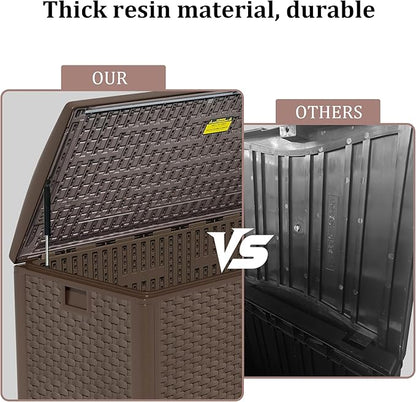 180 Pro Gallon Waterproof Outdoor Storage Bin Resin Deck Box for Patio, Poolside, and Garden, Lockable & UV-Resistant, Brown
