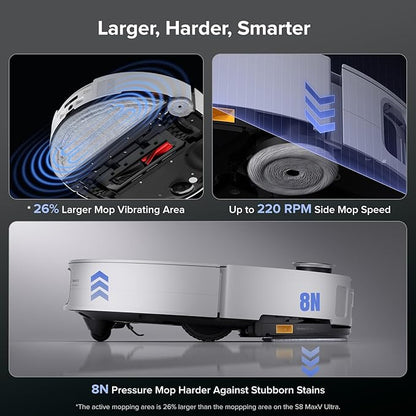 roborock Saros 10 Robot Vacuum and Mop, 22,000Pa Suction, AI Obstacle Avoidance, 3.14-inch Ultra Thin, Intelligent Dirt Detection, Zero Tangling Main Brush, Hot Water Mop & Dock Self Cleaning
