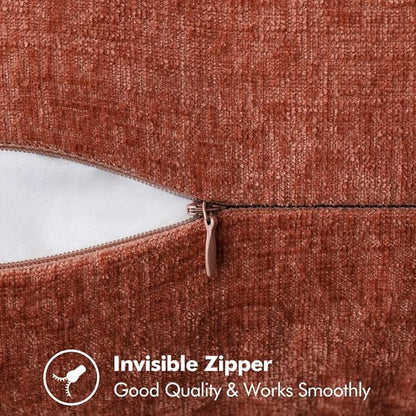MIULEE Pack of 2 Fall Couch Throw Pillow Covers 16x16 Inch Burnt Orange Farmhouse Decorative Pillow Covers with Stitched Edge Soft Chenille Solid Dyed Pillow Covers for Sofa Bed Living Room