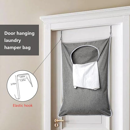 XL Hanging Laundry Hamper, Extra Large Tear-resistance Door Hamper with 2 Types Hooks for Dirty Clothes, Save Bathroom Space Hanging Laundry Bag (36.5x 22 Inch,Grey)