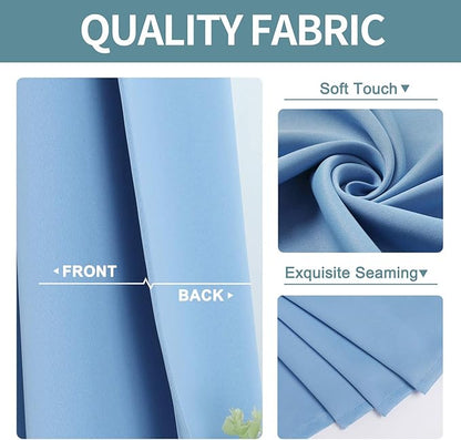 ChrisDowa Small Window Curtains for Kitchen and Bedroom - Grommet Short Thermal Insulated Room Darkening Curtains (2 Panels, Sky Blue, 52 x 36 Inch)
