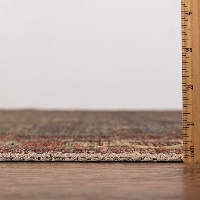 Keen Home Design 2x12 Rug - Machine Washable Runner with Non-Slip Backing, Ideal for Hallway, Entryway, Kitchen, Laundry Room - Vintage, Easy Clean, Durable, Low Pile Rug - (2'6" x 12')