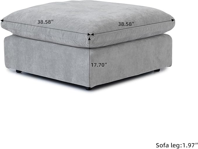 JACH Modular Ottoman Seater for Living Room, Cushion Covers Removable, Minimalist Comfy Footstool, Breathable Ottoman for Living Room Apartment (Light Grey)