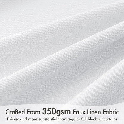 MIULEE 100% Blackout Curtains 102 Inch Long 2 Panels Set for Bedroom, Thick Faux Linen Black Out Curtain Room Darkening Back Tab Pleat Window Textured Drapes with Hooks for Living Room, Bright White