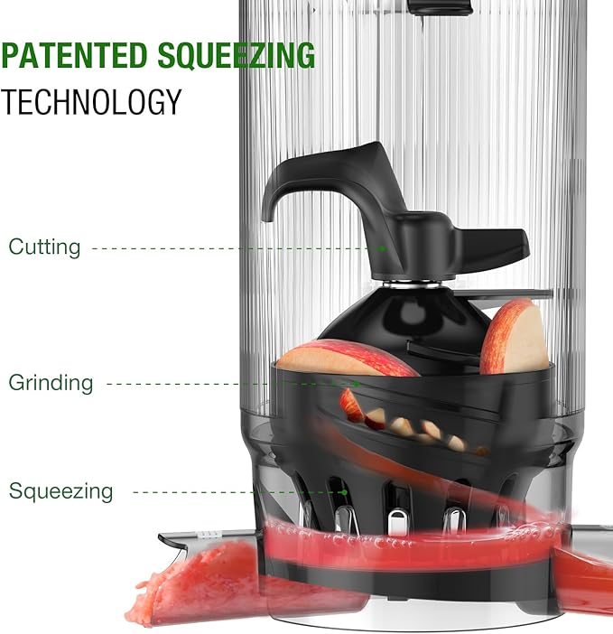 Juicer Machines, TUUMIIST Cold Press Juicer with 5.3" Extra Large Feed Chute Fit Whole Fruits & Vegetables Easy to Clean, High Juice Yield, BPA Free (Gun Grey)