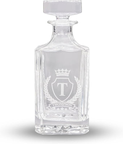 Gifts Inscribed Custom Whiskey Decanter Bottle (750 ml) - Personalized Glass Liquor Decanter Set - Customized Glassware - Engraved Whisky Glassware Gift for Wedding, Groomsman, Anniversary, Birthday
