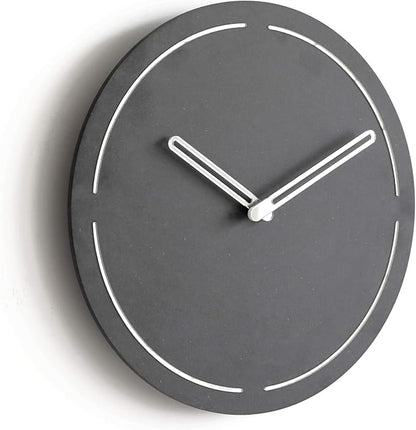 Stephanie Imports Modern Minimalist Dark Concrete Gray Silent Wall Clock (Silver)