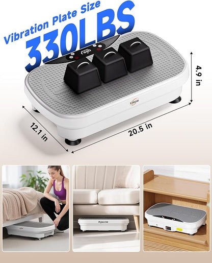 Vibration Plate Exercise Machine, Full Body Shaker Workout Vibration Plate for Lymphatic Drainage Weight Loss, Waver Vibrating Fitness Platform with Resistance Bands, Low Noise Home Fitness for Adults
