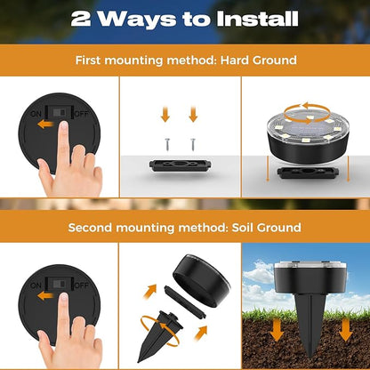 Mini Solar Ground Lights, 12 Pack Solar Lights Outdoor Waterproof, Upgraded LED Flat Landscape Lighting for Outside Pathway Garden Patio Yard Driveway,Warm White