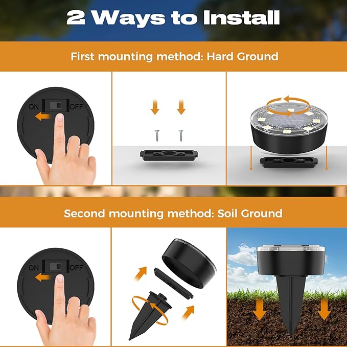 Mini Solar Ground Lights, 24 Pack Solar Lights Outdoor Waterproof, Upgraded LED Flat Landscape Lighting for Outside Pathway Garden Patio Yard Driveway,Warm White