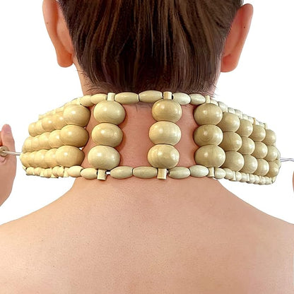 Wood Back Massage Roller Rope, Portable Wood Therapy Cellulite Massage Tools, Handheld Lymphatic Drainage Massager, Multi-Functional Manual Massage Roller Rope Strap for Full Body Muscle Pain Relief