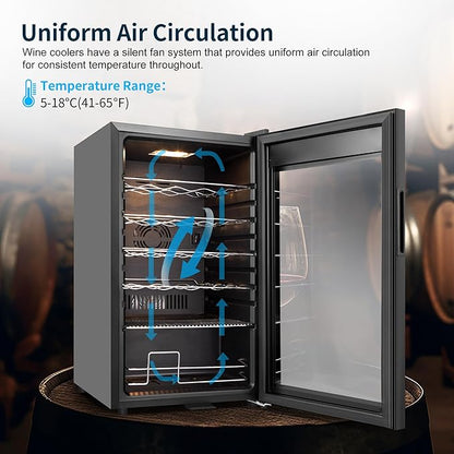 24 Bottles Wine Cooler Refrigerator, Small Wine Fridge Mini Wine Fridge Countertop with Glass Door Wine Cellars for Red Wine, Champagne, Dry White Wine, Sparkling Wines
