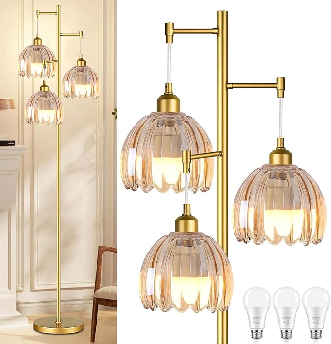 Floor Lamp for Living Room Bedroom Rattan Boho Standing Lamp with Remote Dimmable Black Wicker Arc Bamboo Lamp Shade Floor Light Adjustable Tall Lamp Farmhouse Industrial Floor Lamps Bohemian