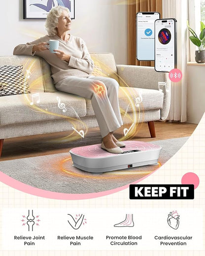 Vibration Plate Exercise Machine - Bluetooth Music & 400LBS Capacity Vibration Plate for Lymphatic Drainage & Weight Loss with 99 Speed Levels, Whole Body Vibration Plate for Home Fitness