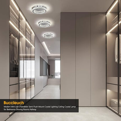 Buccleuch Modern Crystal Chandelier LED Flush Mount Pendant Lighting Mini Ceiling Light Fixture for Living Room Bedroom Hallway Staircase Bar Kitchen
