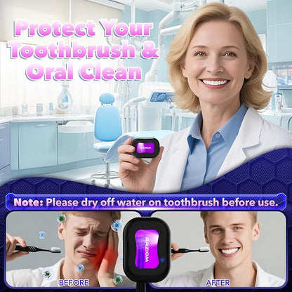 Toothbrush Sanitizer Case, Portable Toothbrush Covers Rechargeable, Rechargeable Toothbrush Cleaner Holder Case for Travel Home, Detachable Toothbrush Cover Cap for All Toothbrushes (Black)