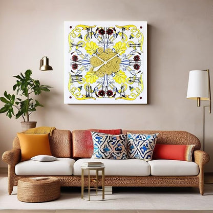 The Gears Clock Wall Clock Italy Collection with Moving Gears (Positano, 36 inch Square)