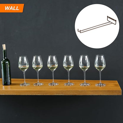 uxcell 5Pcs Wine Glass Rack, 11.81 Inch Iron Wine Glasses Rack Under Cabinet Stemware Rack - Wall Mountable Wine Glass Holder Storage Hanger for Bars Coffee Restaurants Kitchens, Bronze