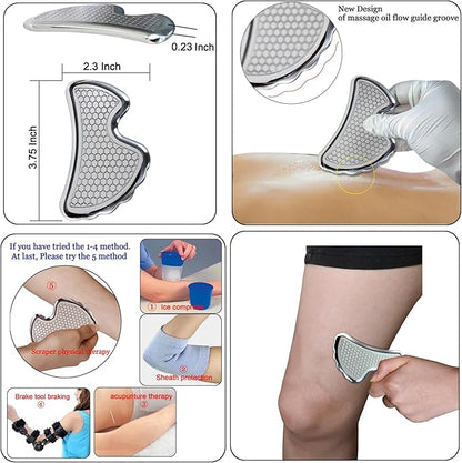 BYYDDIY 6 in 1 Stainless Steel Gua Sha Muscle Scraper Tools Set, Scraping Massage Tool,Massage Scraper Tool (6PCS)