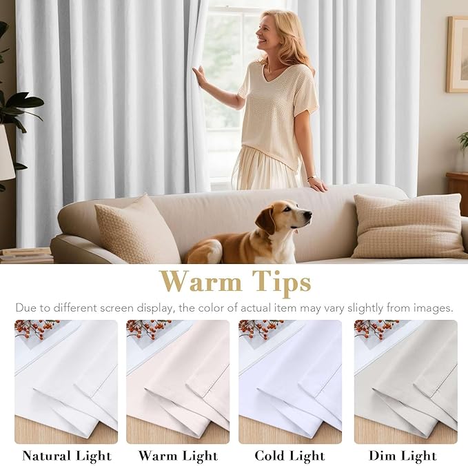 H.VERSAILTEX White Curtains for Bedroom Thermal Insulated Room Darkening Living Room Curtains Grommet Privacy Protection Window Curtain Panels/Drapes for Nursery, 2 Panels, 42x63 Inches, Pure White
