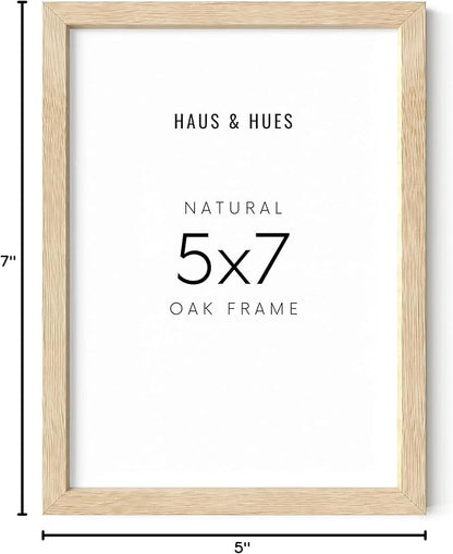 HAUS AND HUES Wood Picture Frame, 5x7 inches, Beige (Natural Oak, Poster Type, Set of 1)