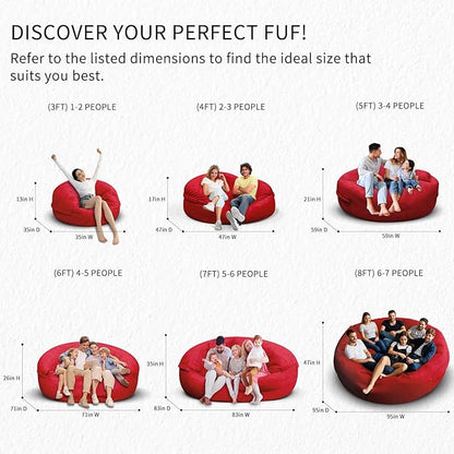 Bean Bag Chair for Adults 7FT,Soft Removable Cover for Teens/Girls Bedroom,Fluffy Giant Round Floor Beanbag Lounger Chairs (No Filler,Big Red)