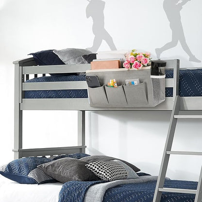 Bedside Storage Caddy/Bedside Hanging Storage Bag for Headboards Bunk Beds Dorm Rooms Book Phone Magazine Holder (New Grey)