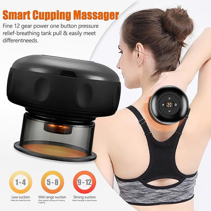 Smart Cupping Therapy Massager 2 Set, 4 in 1 Electric Cupping Massager Device, Smart Cupper Relieves Muscle Soreness, Improves Blood Circulation and Speeds Up Recovery After Exercise (Black)