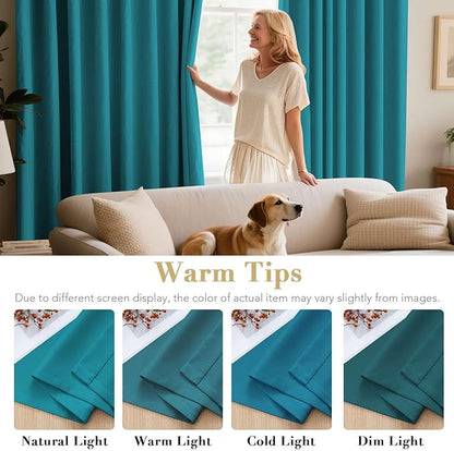 H.VERSAILTEX Blackout Room Darkening Window Treatment Curtains,Grommet Drapes,52 by 96 - Inch - Turquoise Blue - Set of 2